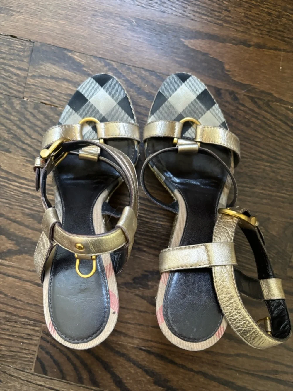Burberry Gold Metallic Nova Check Espadrilles - Picture 3 of 7
